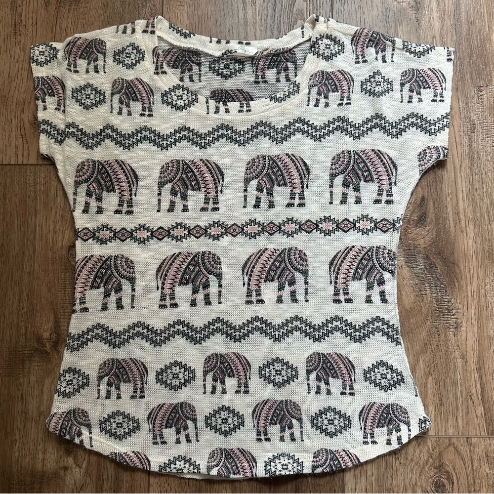 Gaze USA Women’s Top, Knot,‎ Ethnic Print, Elephants, Dainty, Delicate, Medium